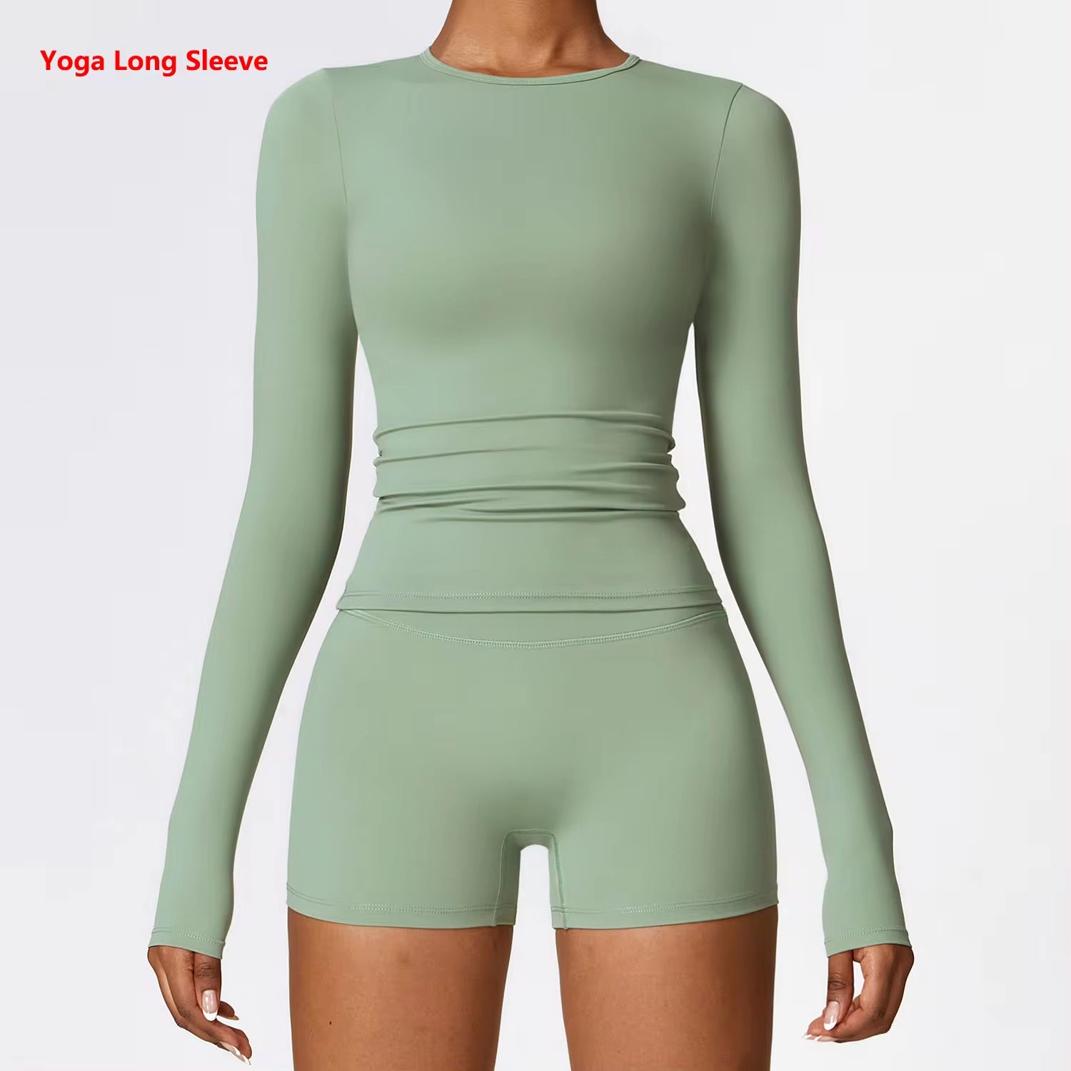 Women'S Quick Dry Breathable Yoga Long Sleeves Crop Top round Neck Sports Top Gym Fitness Workout Sexy Running Long Sleeves